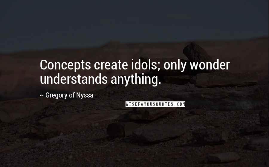 Gregory Of Nyssa Quotes: Concepts create idols; only wonder understands anything.