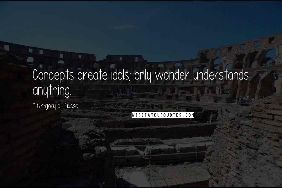 Gregory Of Nyssa Quotes: Concepts create idols; only wonder understands anything.