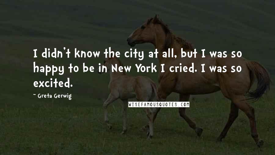 Greta Gerwig Quotes: I didn't know the city at all, but I was so happy to be in New York I cried. I was so excited.