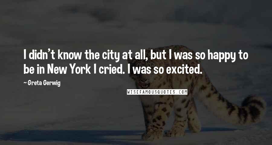 Greta Gerwig Quotes: I didn't know the city at all, but I was so happy to be in New York I cried. I was so excited.