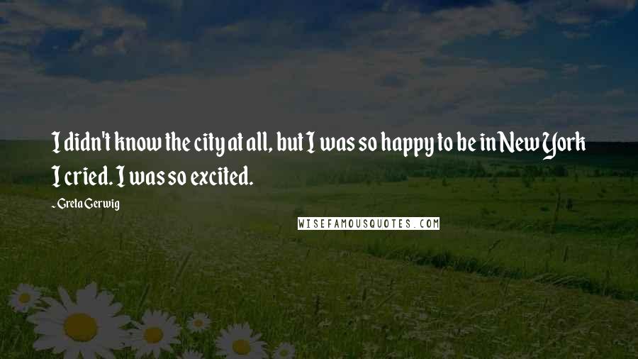 Greta Gerwig Quotes: I didn't know the city at all, but I was so happy to be in New York I cried. I was so excited.