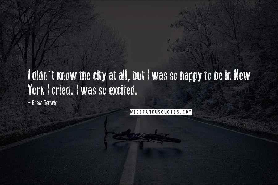 Greta Gerwig Quotes: I didn't know the city at all, but I was so happy to be in New York I cried. I was so excited.