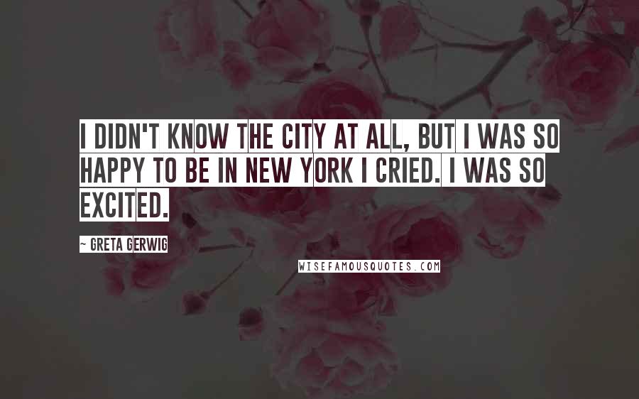 Greta Gerwig Quotes: I didn't know the city at all, but I was so happy to be in New York I cried. I was so excited.