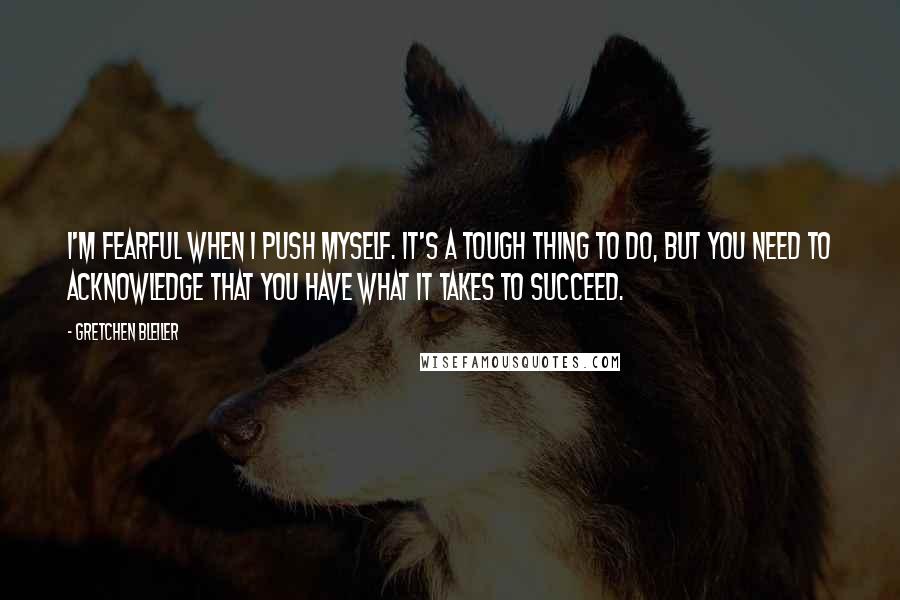 Gretchen Bleiler Quotes: I'm fearful when I push myself. It's a tough thing to do, but you need to acknowledge that you have what it takes to succeed.