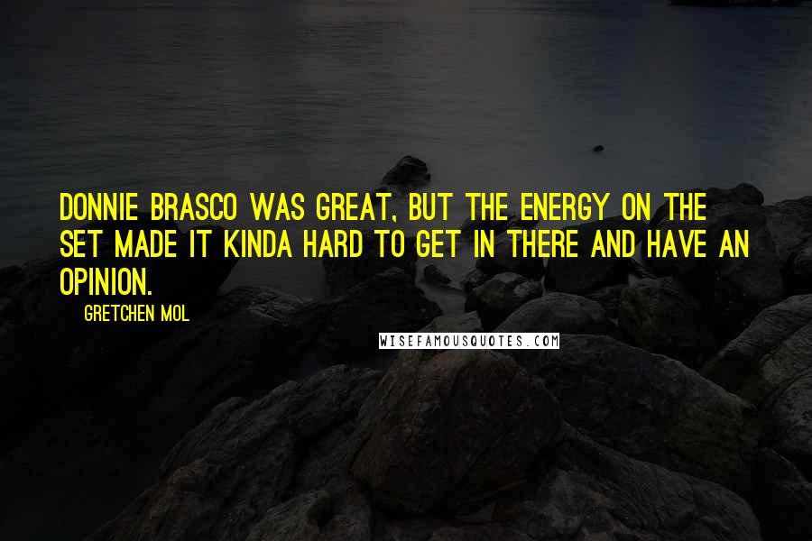 Gretchen Mol Quotes: Donnie Brasco was great, but the energy on the set made it kinda hard to get in there and have an opinion.