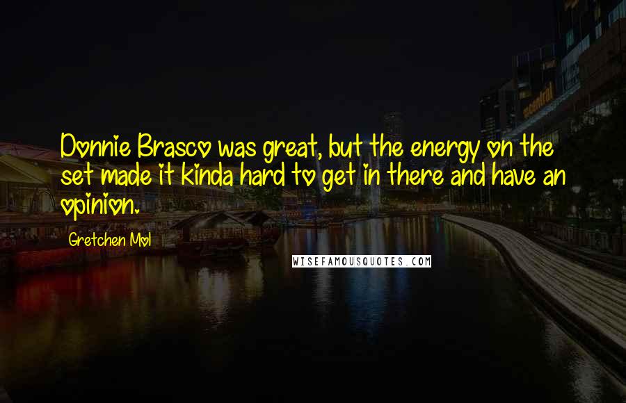 Gretchen Mol Quotes: Donnie Brasco was great, but the energy on the set made it kinda hard to get in there and have an opinion.