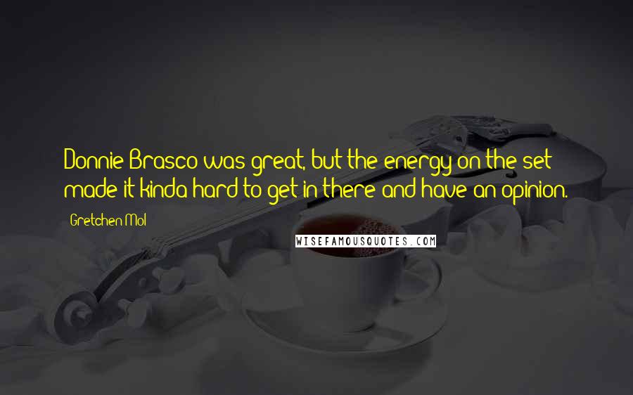 Gretchen Mol Quotes: Donnie Brasco was great, but the energy on the set made it kinda hard to get in there and have an opinion.