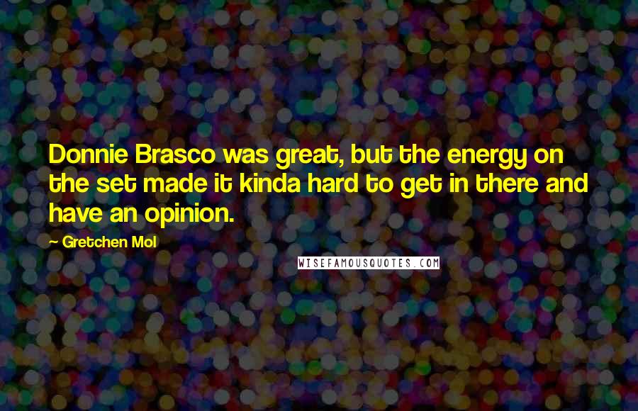 Gretchen Mol Quotes: Donnie Brasco was great, but the energy on the set made it kinda hard to get in there and have an opinion.