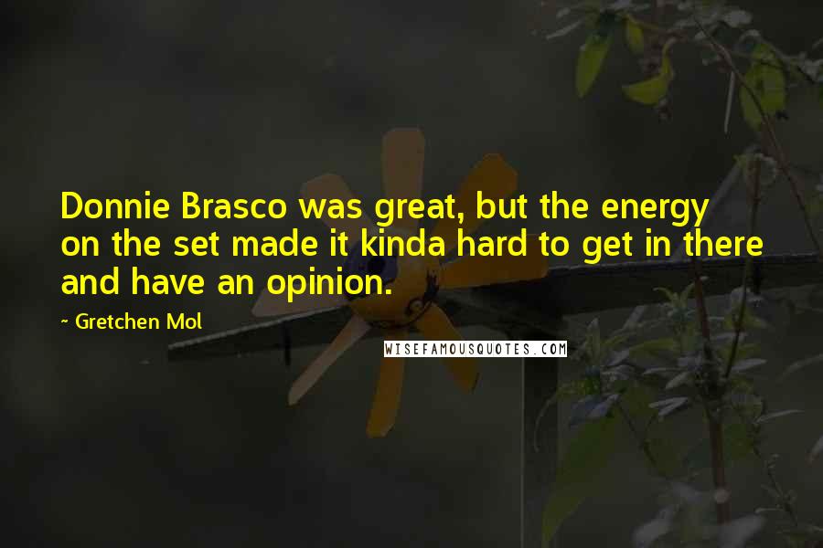 Gretchen Mol Quotes: Donnie Brasco was great, but the energy on the set made it kinda hard to get in there and have an opinion.