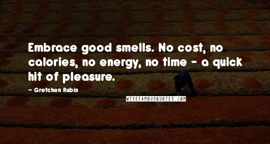 Gretchen Rubin Quotes: Embrace good smells. No cost, no calories, no energy, no time - a quick hit of pleasure.