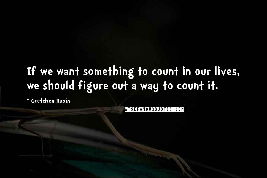 Gretchen Rubin Quotes: If we want something to count in our lives, we should figure out a way to count it.