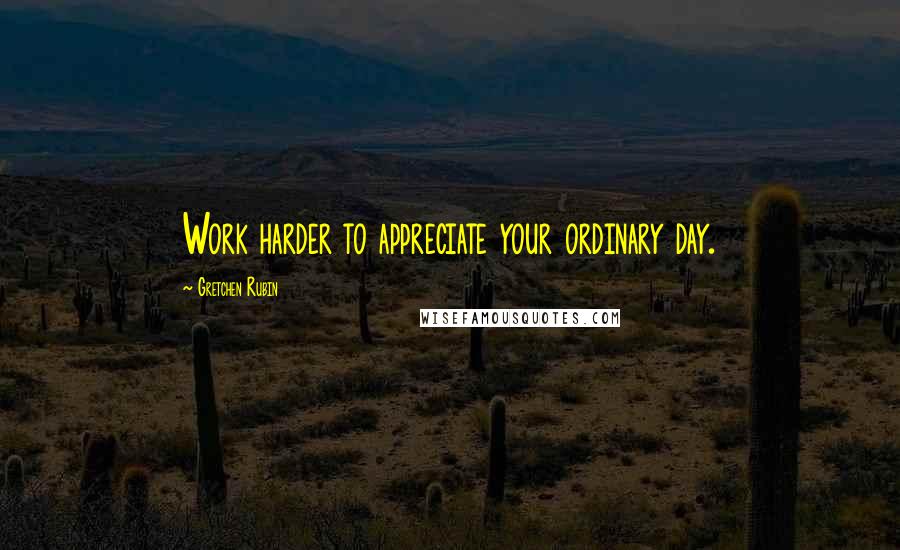 Gretchen Rubin Quotes: Work harder to appreciate your ordinary day.