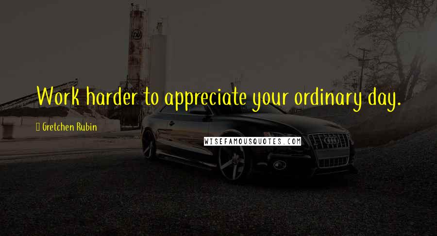 Gretchen Rubin Quotes: Work harder to appreciate your ordinary day.