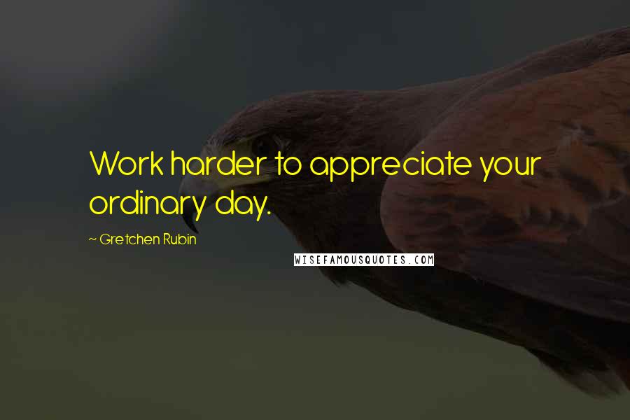 Gretchen Rubin Quotes: Work harder to appreciate your ordinary day.