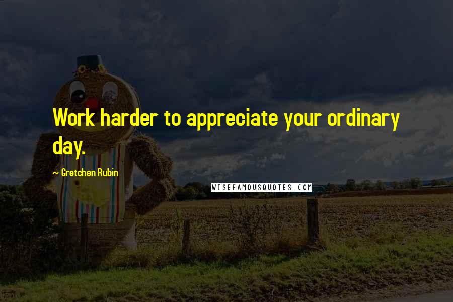 Gretchen Rubin Quotes: Work harder to appreciate your ordinary day.