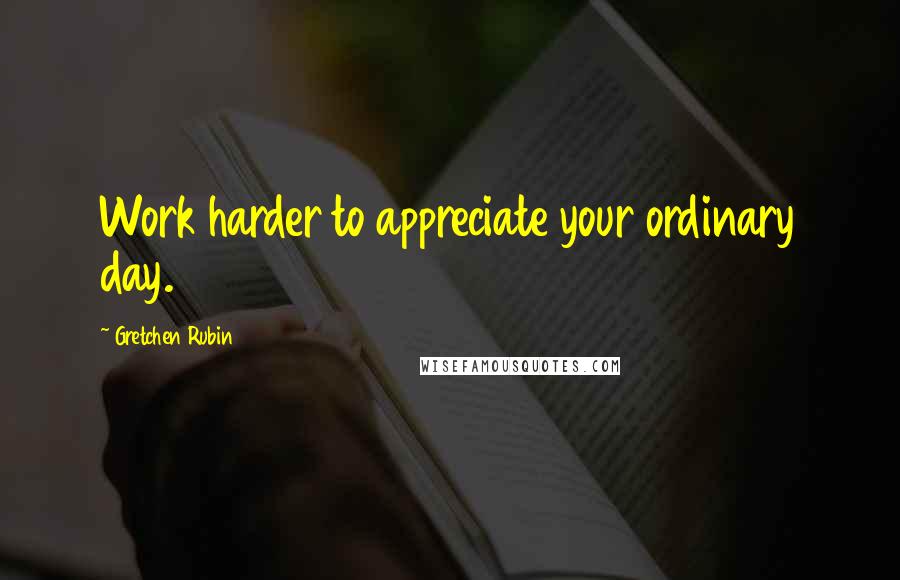 Gretchen Rubin Quotes: Work harder to appreciate your ordinary day.