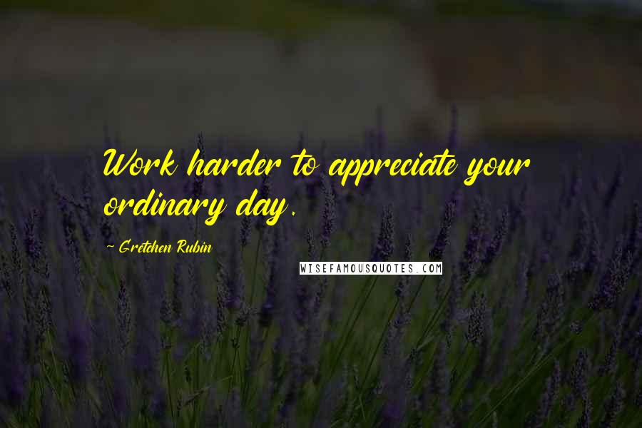 Gretchen Rubin Quotes: Work harder to appreciate your ordinary day.