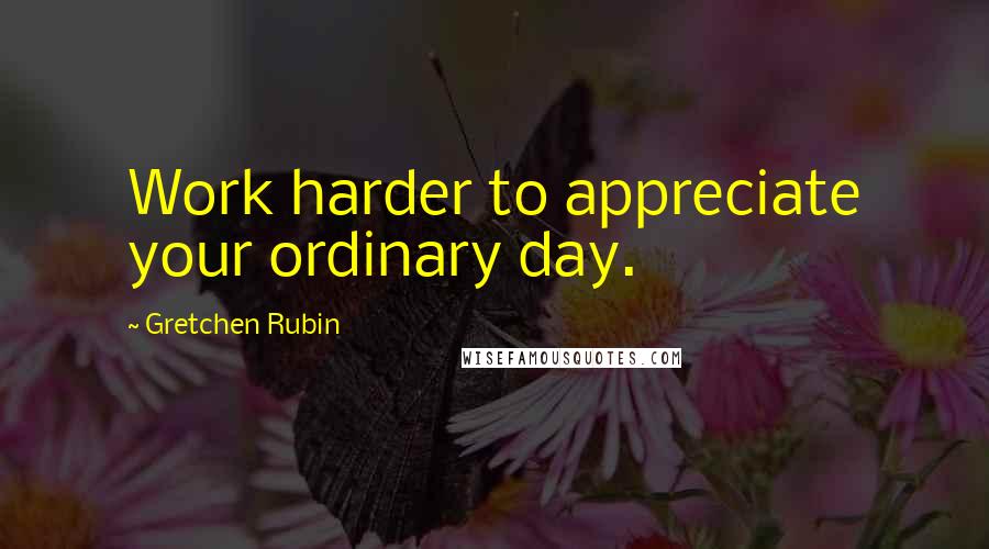 Gretchen Rubin Quotes: Work harder to appreciate your ordinary day.