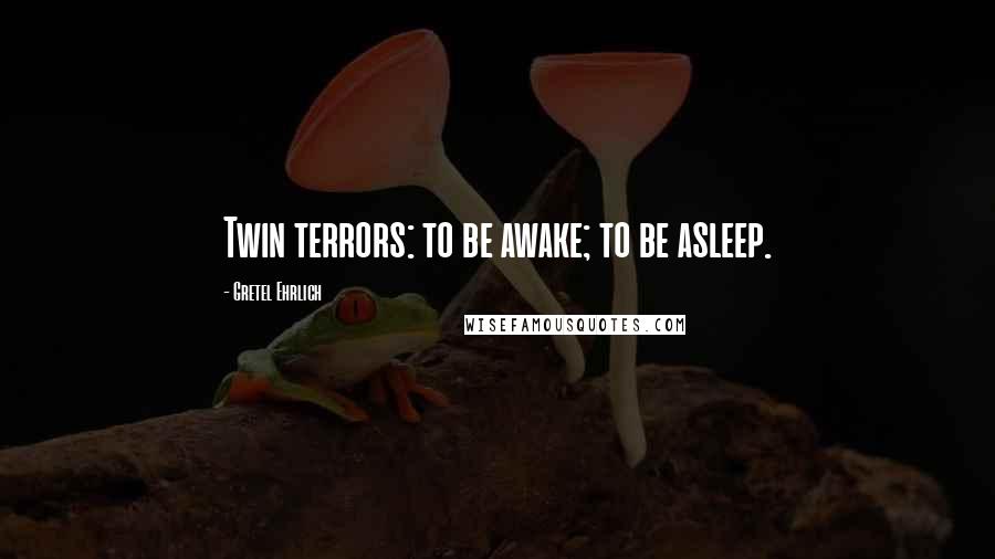 Gretel Ehrlich Quotes: Twin terrors: to be awake; to be asleep.