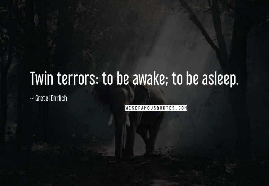 Gretel Ehrlich Quotes: Twin terrors: to be awake; to be asleep.