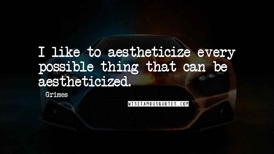 Grimes Quotes: I like to aestheticize every possible thing that can be aestheticized.