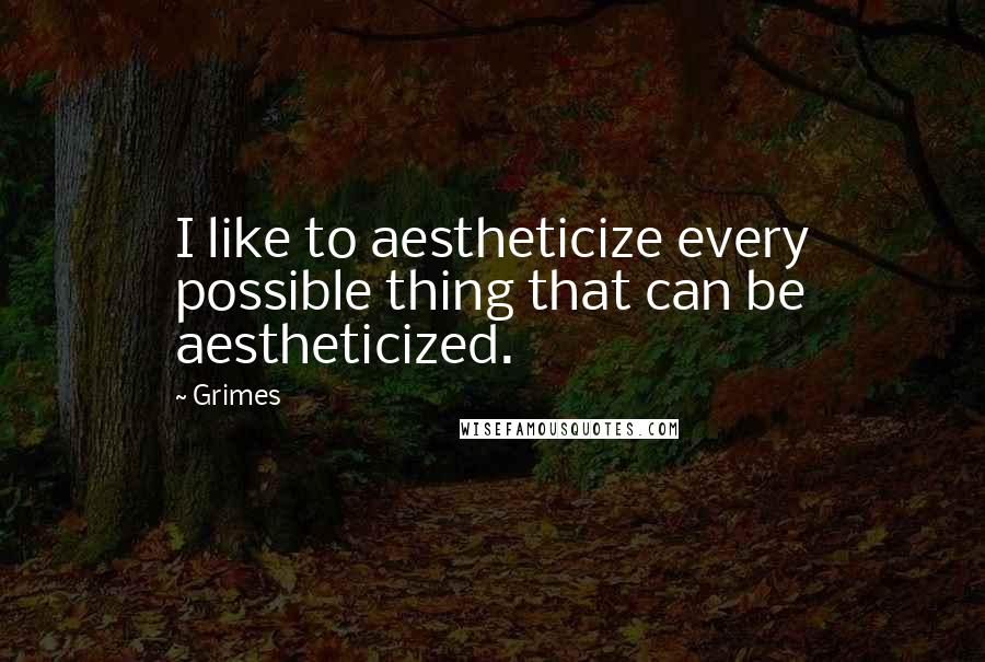 Grimes Quotes: I like to aestheticize every possible thing that can be aestheticized.