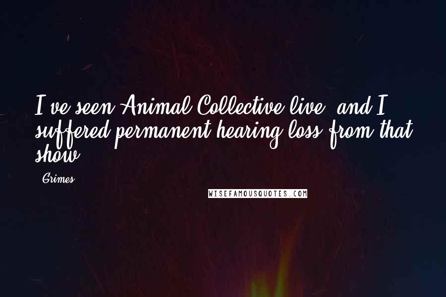 Grimes Quotes: I've seen Animal Collective live, and I suffered permanent hearing loss from that show!