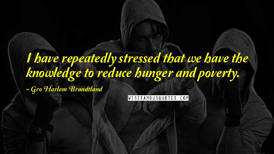 Gro Harlem Brundtland Quotes: I have repeatedly stressed that we have the knowledge to reduce hunger and poverty.