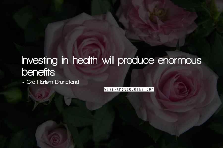 Gro Harlem Brundtland Quotes: Investing in health will produce enormous benefits.