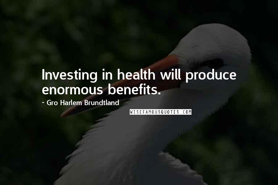 Gro Harlem Brundtland Quotes: Investing in health will produce enormous benefits.