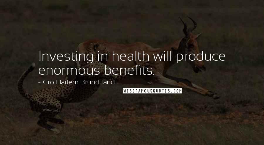 Gro Harlem Brundtland Quotes: Investing in health will produce enormous benefits.