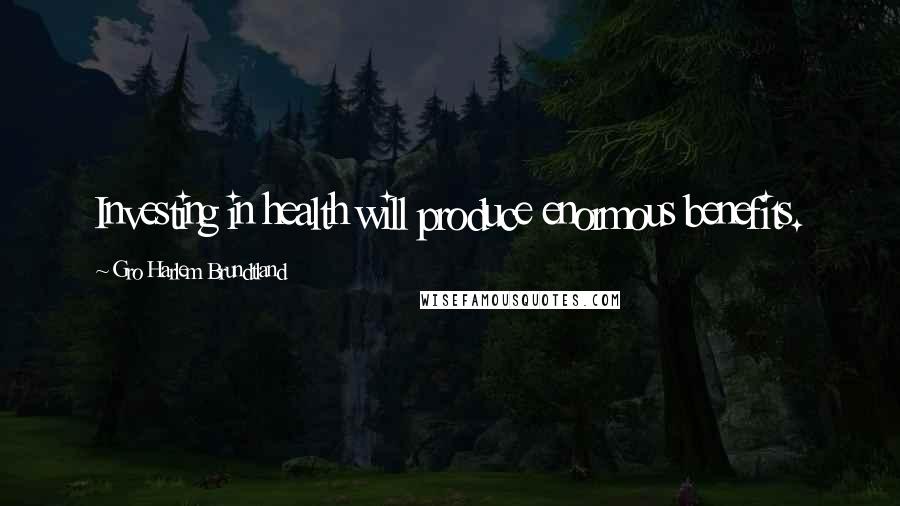 Gro Harlem Brundtland Quotes: Investing in health will produce enormous benefits.