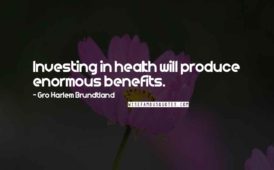 Gro Harlem Brundtland Quotes: Investing in health will produce enormous benefits.