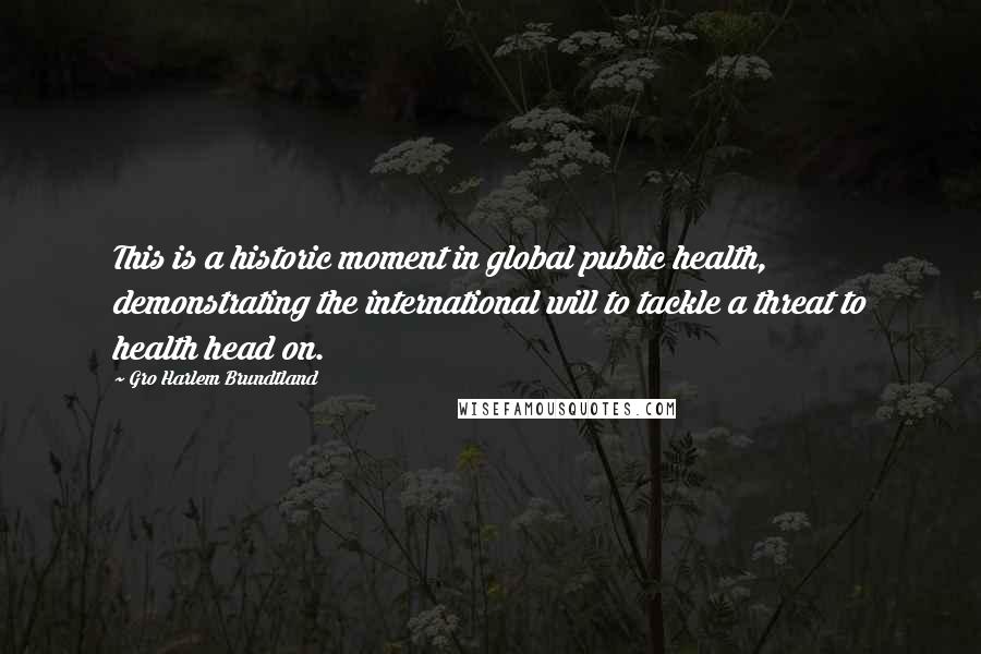 Gro Harlem Brundtland Quotes: This is a historic moment in global public health, demonstrating the international will to tackle a threat to health head on.