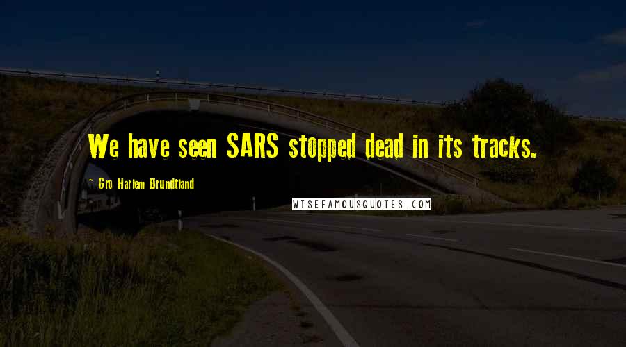 Gro Harlem Brundtland Quotes: We have seen SARS stopped dead in its tracks.