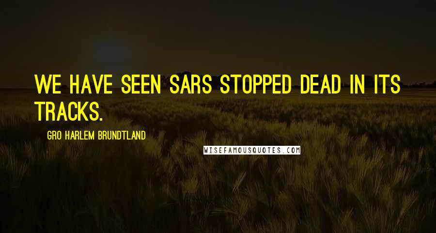 Gro Harlem Brundtland Quotes: We have seen SARS stopped dead in its tracks.