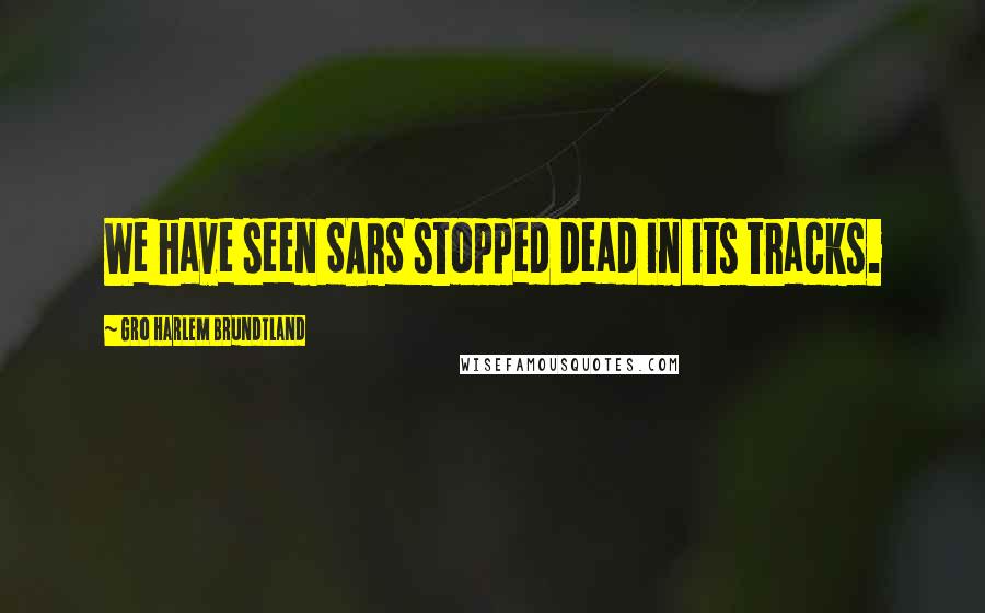 Gro Harlem Brundtland Quotes: We have seen SARS stopped dead in its tracks.