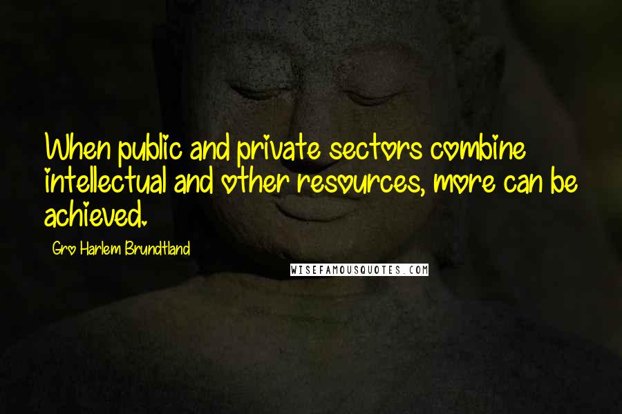 Gro Harlem Brundtland Quotes: When public and private sectors combine intellectual and other resources, more can be achieved.