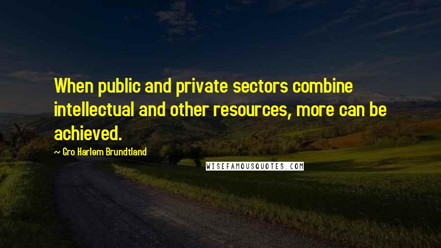Gro Harlem Brundtland Quotes: When public and private sectors combine intellectual and other resources, more can be achieved.