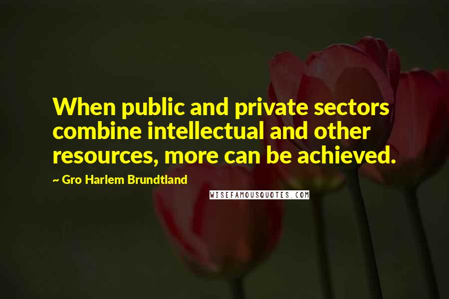 Gro Harlem Brundtland Quotes: When public and private sectors combine intellectual and other resources, more can be achieved.