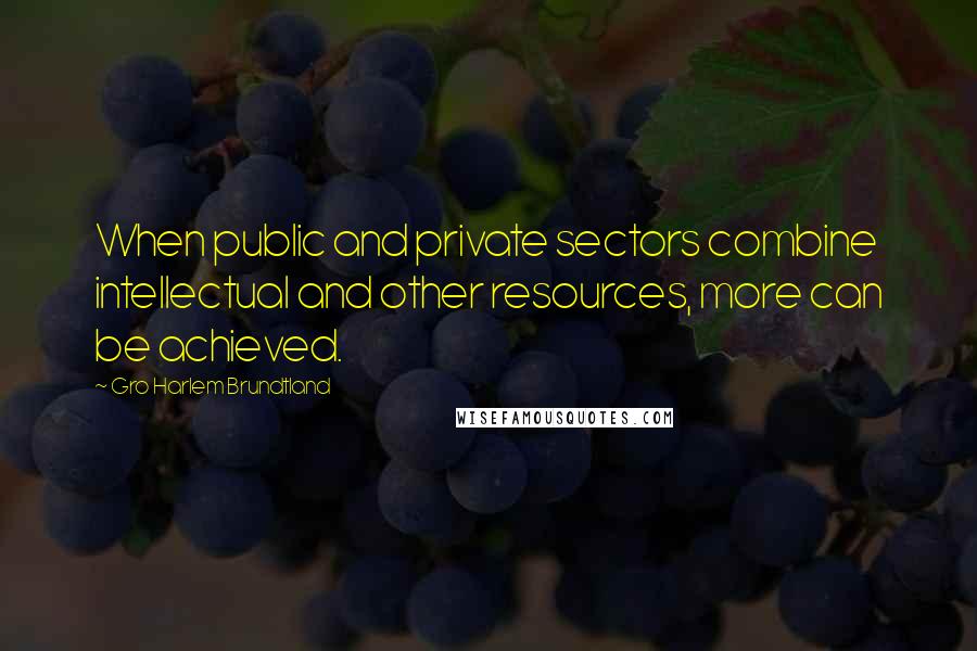 Gro Harlem Brundtland Quotes: When public and private sectors combine intellectual and other resources, more can be achieved.