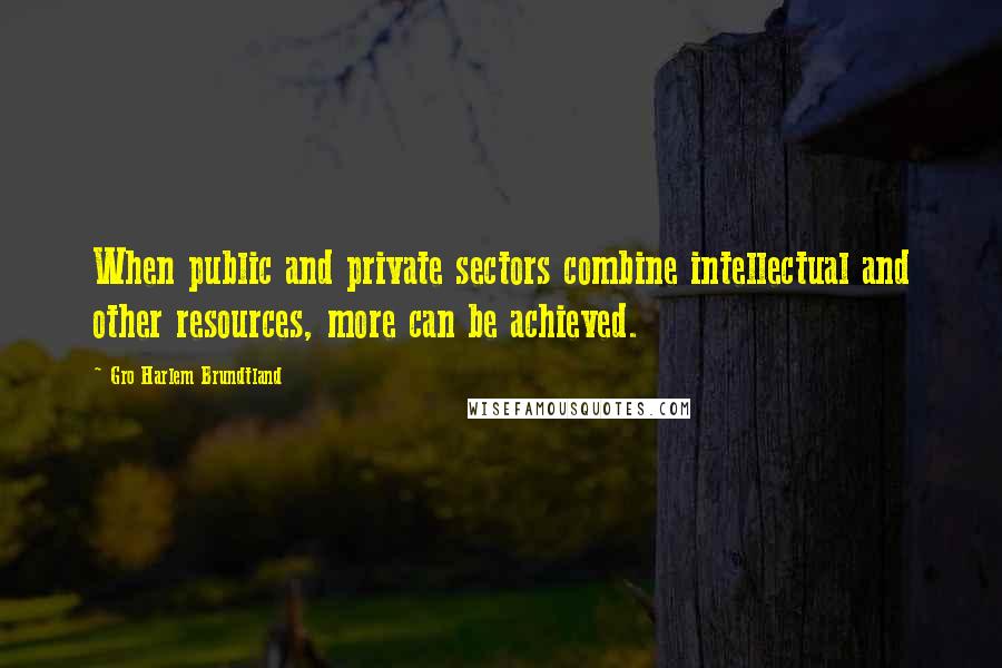 Gro Harlem Brundtland Quotes: When public and private sectors combine intellectual and other resources, more can be achieved.