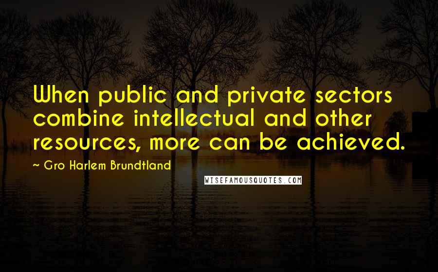 Gro Harlem Brundtland Quotes: When public and private sectors combine intellectual and other resources, more can be achieved.