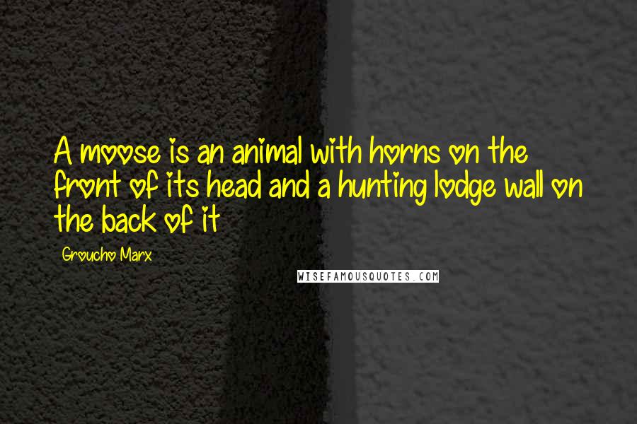 Groucho Marx Quotes: A moose is an animal with horns on the front of its head and a hunting lodge wall on the back of it