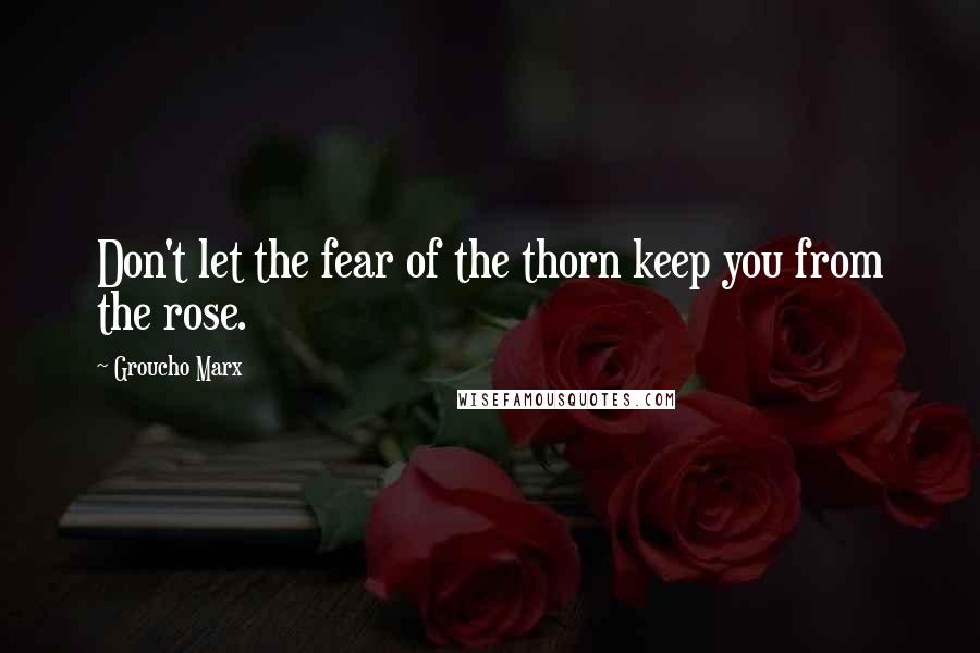 Groucho Marx Quotes: Don't let the fear of the thorn keep you from the rose.
