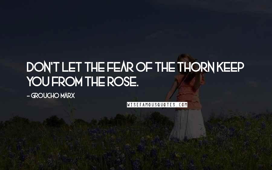 Groucho Marx Quotes: Don't let the fear of the thorn keep you from the rose.