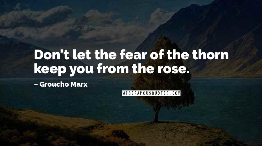 Groucho Marx Quotes: Don't let the fear of the thorn keep you from the rose.