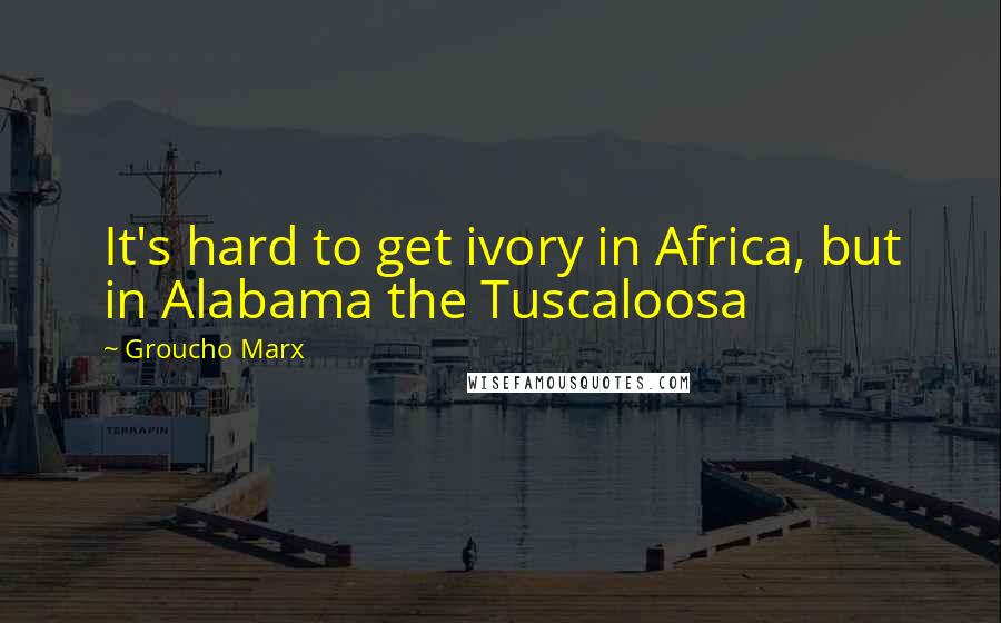 Groucho Marx Quotes: It's hard to get ivory in Africa, but in Alabama the Tuscaloosa