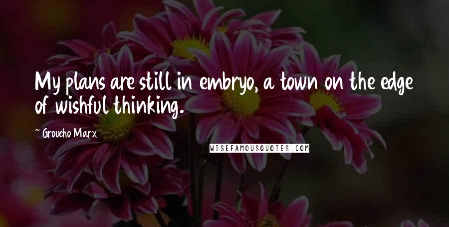Groucho Marx Quotes: My plans are still in embryo, a town on the edge of wishful thinking.