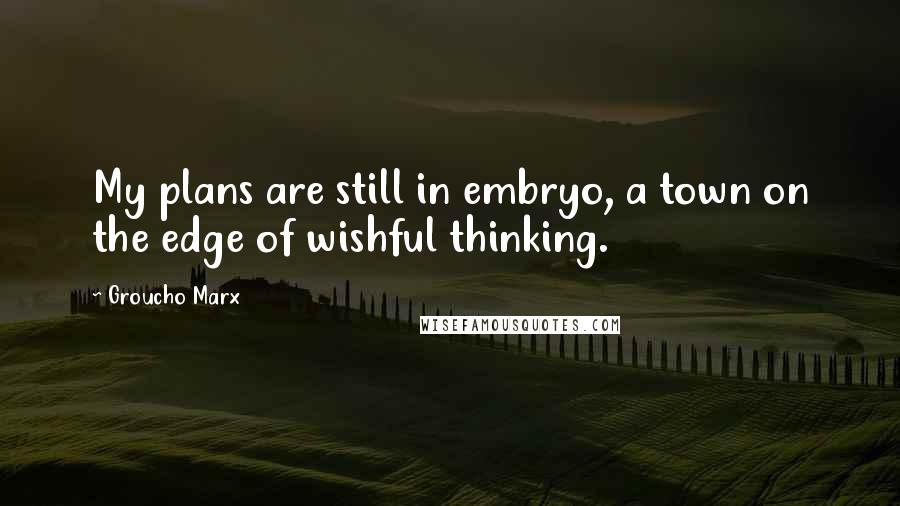 Groucho Marx Quotes: My plans are still in embryo, a town on the edge of wishful thinking.